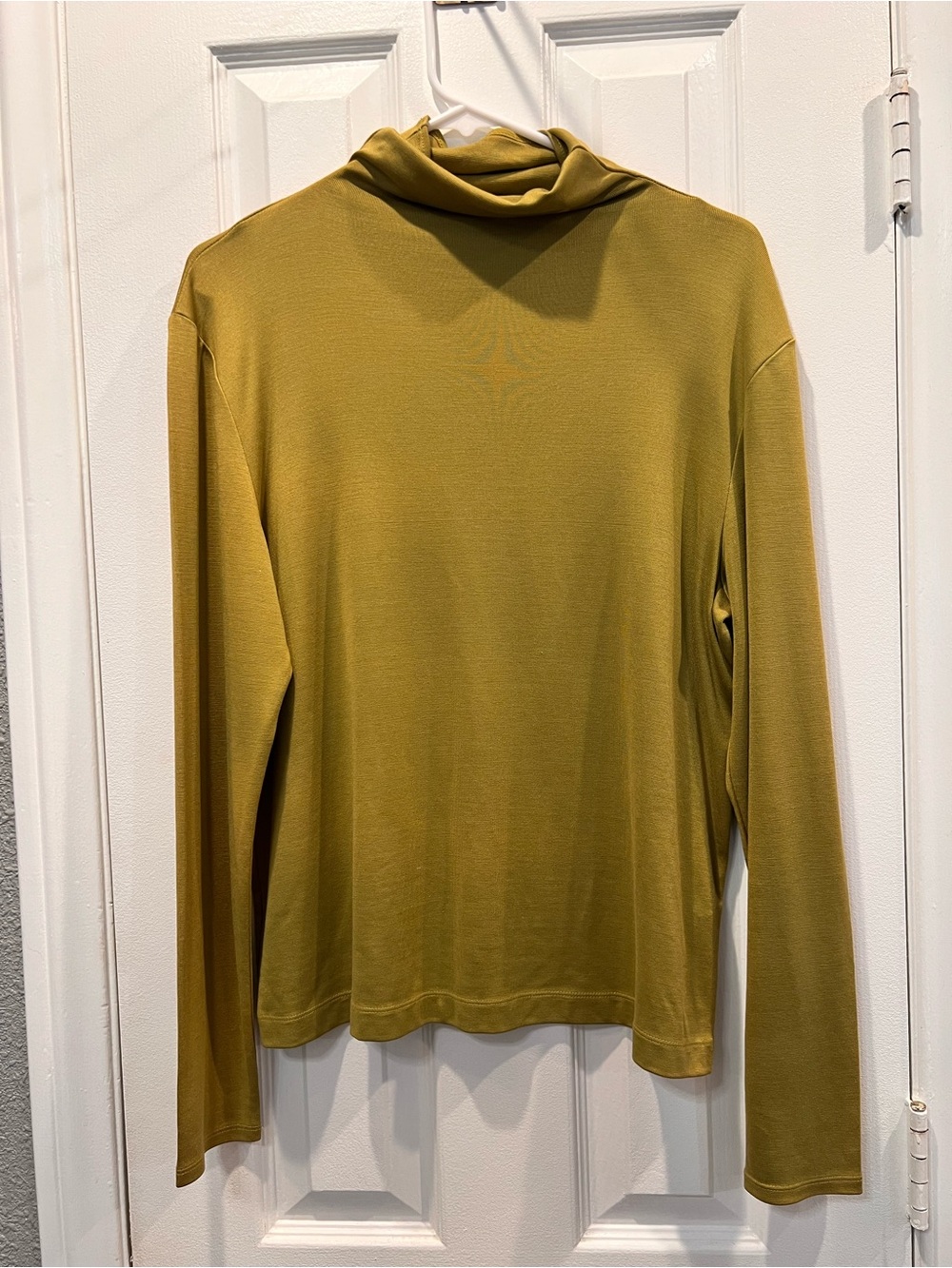 Linda Allard Ellen Tracy Silk Blend Knit Mock Neck Top Olive Large